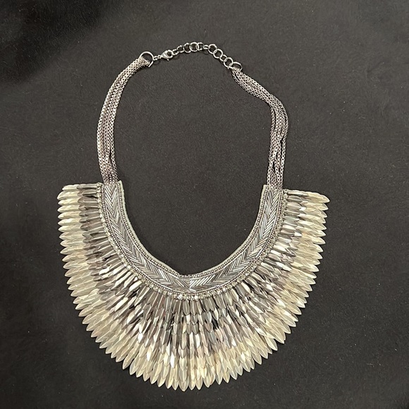 Stella & Dot Silver Pegasus Power Bib Necklace